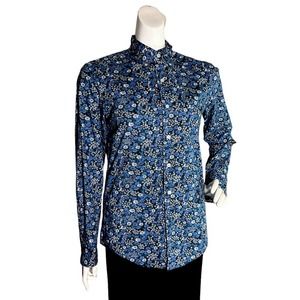 J. CREW MERCANTILE MEN'S Blue Floral Slim Flex Cotton Shirt Size Small